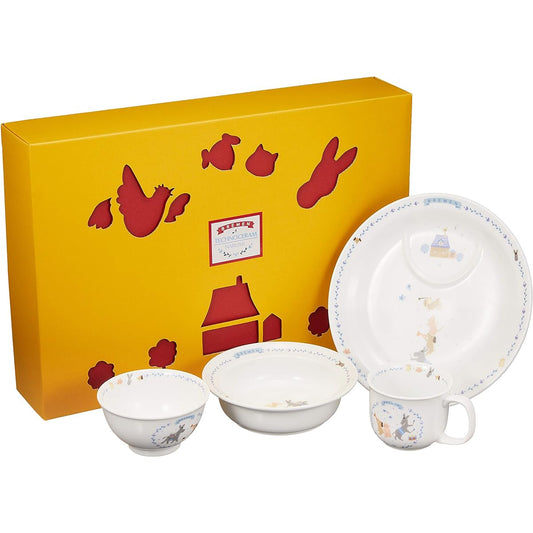 NARUMI Children's Tableware Set, Bremen Blue, 4 Piece Set, Easy to Scoop Tableware, Baby Shower, First Meal, Baby Food, Gift, Oven, Microwave, Dishwasher Safe, Made in Japan, 7980-33139
