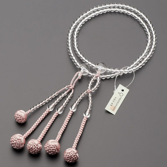 Buddhist altar shop Takita Shoten Prayer beads Nichiren sect genuine rosary [for women] Genuine crystal 8 dimensions Pure silk Hanabon tenbo ◆Kyoto rosary, real rosary, two-ringed rosary, Lotus, official rosary [Published by Takita Shoten, Kyoto rosary m