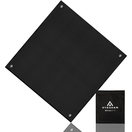 Bonfire Sheet Black 95 x 100cm Sputter Sheet with Eyelets Fireproof Heat Resistant Flame Retardant Welding Glass Fiber Wood Stove Barbecue Bonfire Sheet Bonfire Bonfire BBQ Camping Fire Sheet