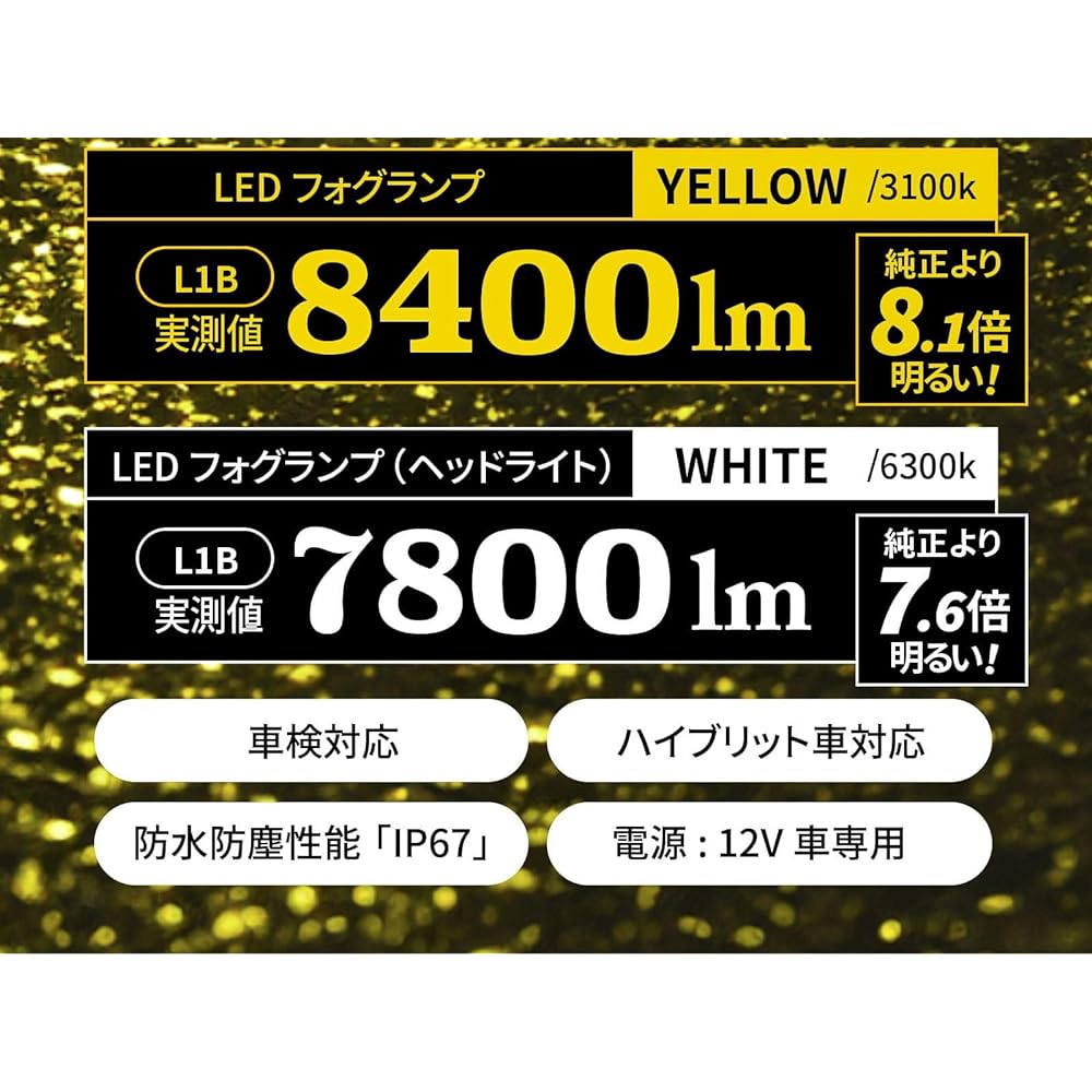 Genuine Fog Lamp LED L1B 8400lm Yellow Explosive Fog Toyota VELENO Replacement Bulb 80 Harrier Prius 50 Late 220 Crown Roomy Yaris Aqua (Yellow (8400lm))