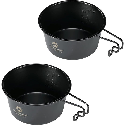 CAMPING MOON Camping Cup Stainless Steel Sierra Cup Black Deep Black Sierra 360ml Set of 2 BKS-360-2P