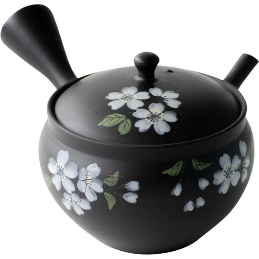 Tokoname Ware Gyokugama Teapot Ceramesh Ceramic Tea Strainer Approximately 240ml Black Kiln Variant Cherry Blossom Pattern Green Tea Japanese Tea Made in Japan 266295
