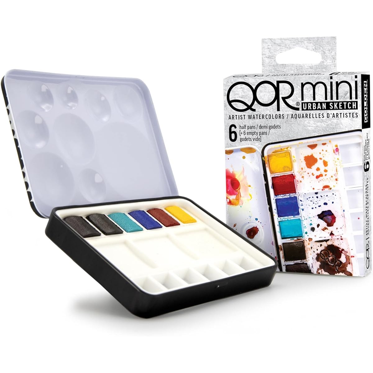 Golden QOR Watercolor 0025 Half Pan Urban Sketch 6 Color Set 13300025