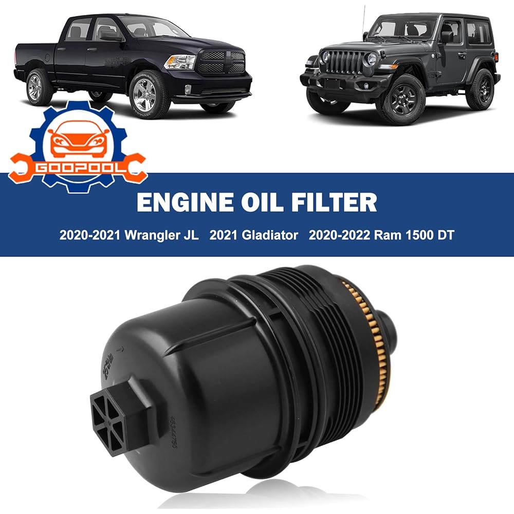 ECODIESEL engine oil filter 68507598AA 68498720AA Jeep 2020 2020 2021 WRANGLER JL, 2021 GLADIATOR, 2021 2022 RAM 1500 DT