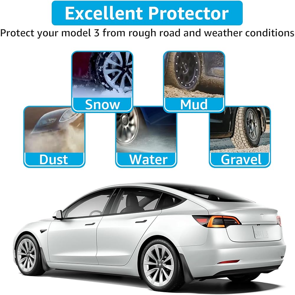 MOTROBE TESLA Model 3 Mad Flap Flap Frorch Plash Guard Fender Kit Drill No Hole 2016-2021