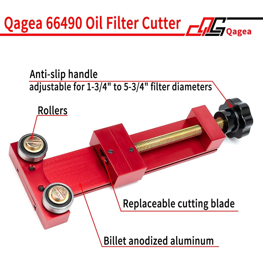 QAGEA 66490 Oil Filter Cutter Oil Filter Cut Tool Filter Cut range 1-3/4 inch ~ 5-3/4 inch