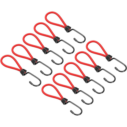 M METERXITY 10pcs Elastic Strap Tarp Rubber Strap Rope Fixed Tent Accessories for Outdoor Camping Hiking 150mm Length Red