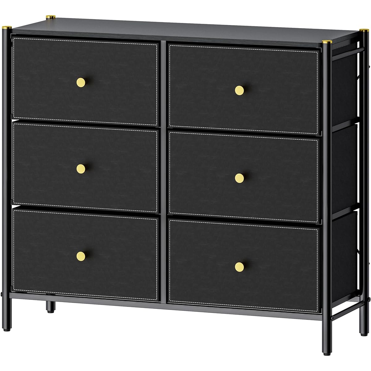 Pearl Metal Storage Rack Chest 3 Tiers Double W89 Width 89 x Depth 32.5 x Height 75.5cm Elegant Black GOLDVEL N-7100
