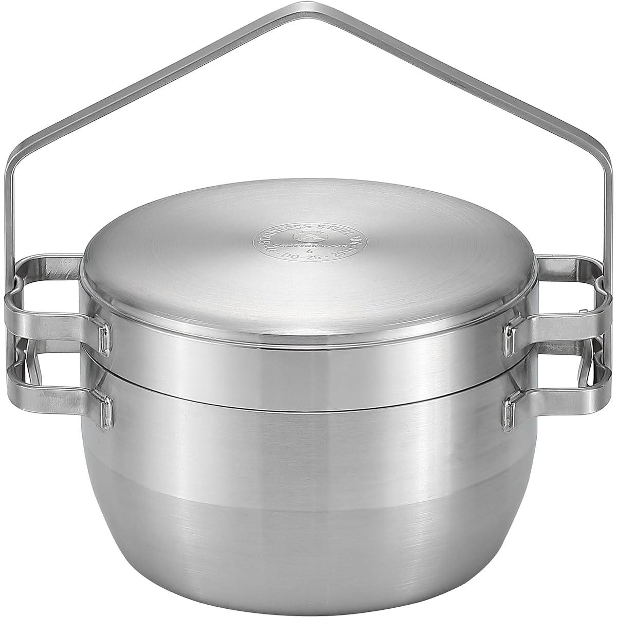 CAMPING MOON Polished Outdoor Stainless Steel Dutch Oven 6 Inch Solo Camp Stainless Dutch Oven DO-25