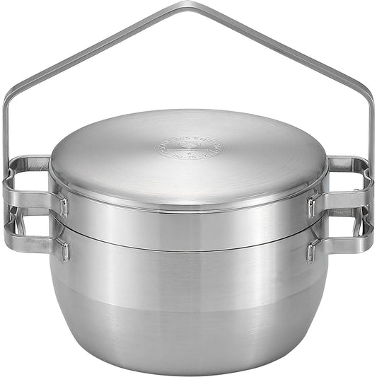 CAMPING MOON Polished Outdoor Stainless Steel Dutch Oven 6 Inch Solo Camp Stainless Dutch Oven DO-25