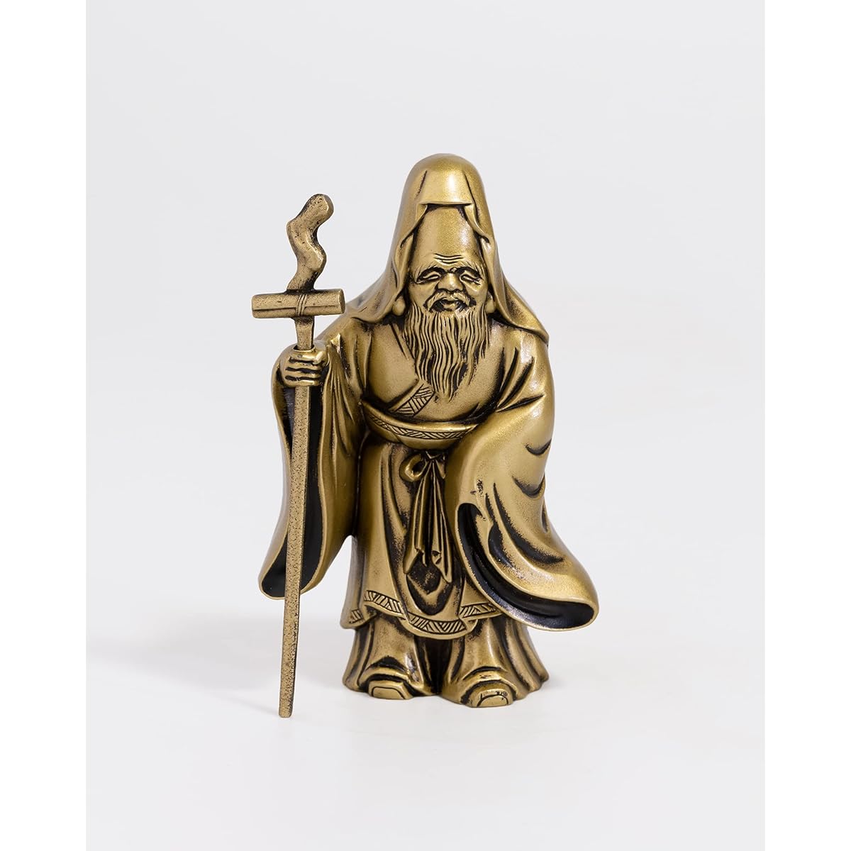 Seven Lucky Gods of Good Luck Fukurokuju Silky Gold Buddhist sculptor: Hideun Makita Prototype_Old beauty Buddha statue Ornament Takaoka copperware (Fukurokuju 7F)