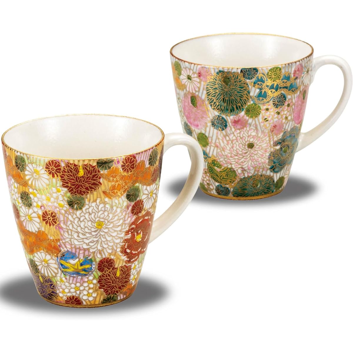 Kutani Ware Pair Mug with Flowers AK5-0934