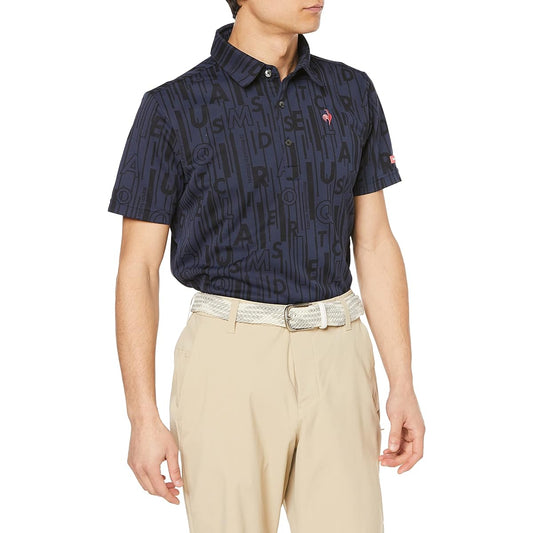 [Le Coq Sportif Golf] Short Sleeve Shirt, Sweat Absorbent, Quick Drying, Stretch, UPF15, All Over Pattern, Golf QGMVJA08 Men's