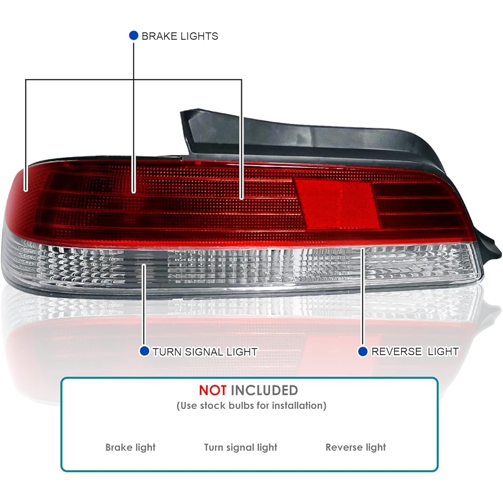SPEC-D tuning red clear lens tail light 1997-2001 Honda Prelude left + Right pair semi-brain