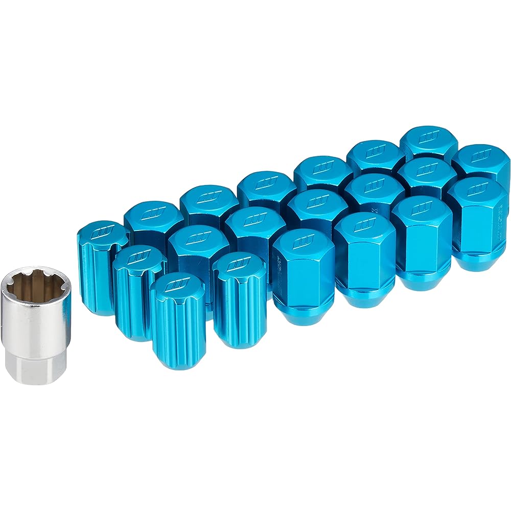 WORK Lightweight Lock Nut Set RS Nut Blue 21HEX M12 x P1.5 Total Length 34mm WORKRSNUT-BL15