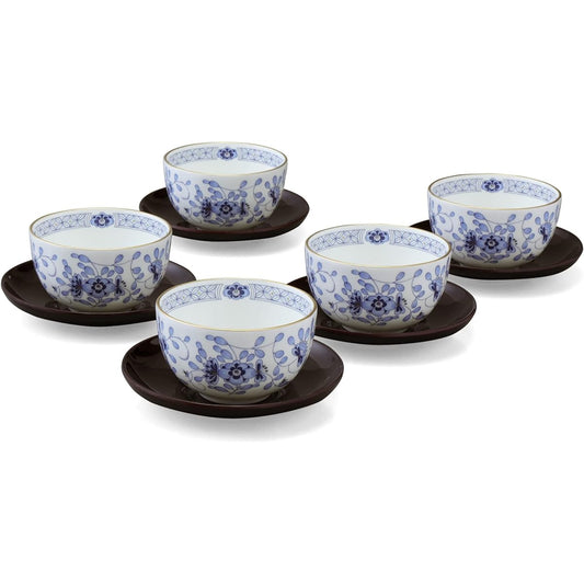 NARUMI Tea Cup Set Milano Blue Tea Utensils (with teapot) Set of 5 180cc Made in Japan 9682-23029