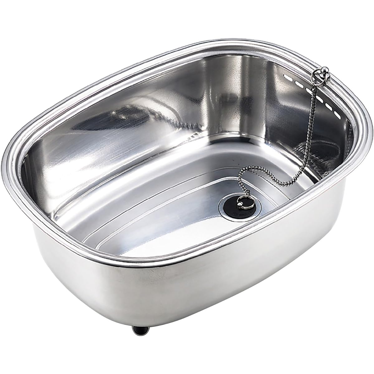Ernest [Made in Japan] Stainless steel washing tub with legs and inner stopper A-75435 Approx. 29 x 38 x 15.5 cm