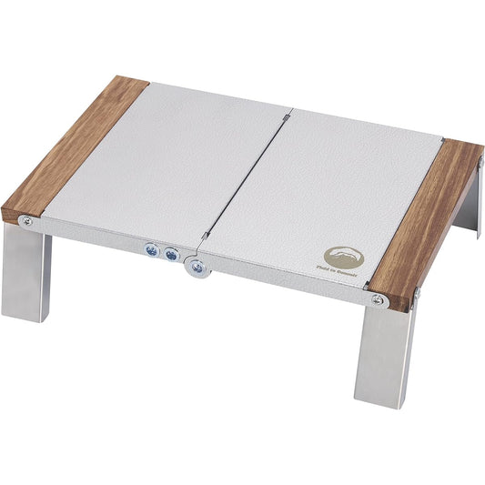 Field to Summit Stainless Steel Solo Table OFTESO Bifold Stainless Steel Load Capacity 100kg Folding Mini Table Low Table Side Bonfire Table Solo Camping Lightweight Heat Insulating Heat Resistant Storage Bag Included