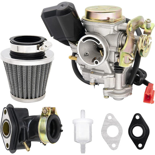 139QMB Carburetor 49CC 50CC GY6 4 Stroke Scooter Taotao Kymco Go Kart PD18J PD19J Moped Engine 18mm Curve + Intake Manifold Air Filter -139QMB Carburetor 50CC Scooter