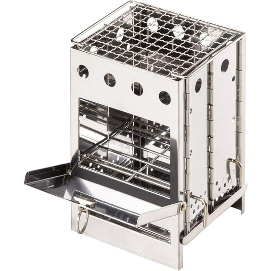 BUNDOK Box Stove BD-470 Fire Stand Camping Touring Silver