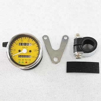 Universal Motorcycle 140km/h Mechanical LED Speedometer 60mm Yellow Yellow Yellow