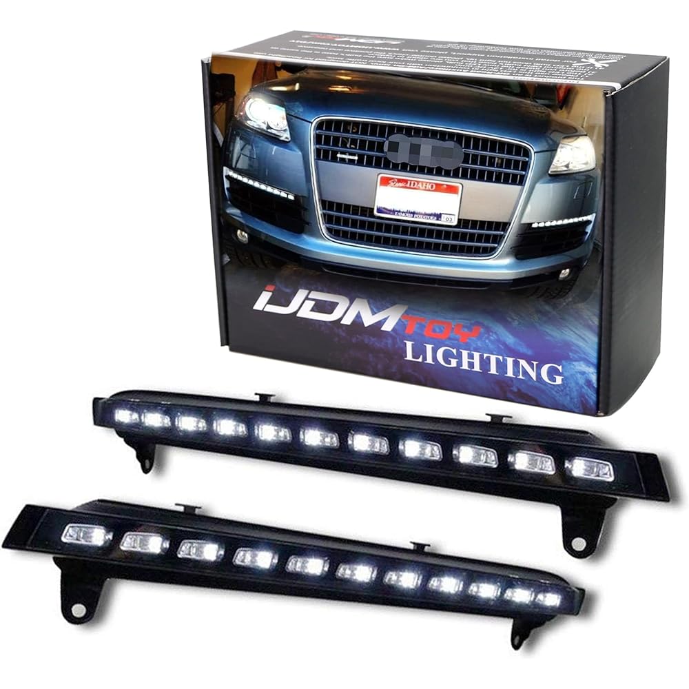 iJDMTOY Xenon White LED Daytime Running Lights 2007-2009 Audi Q7 with Amber LED Turn Signals OEM Fit LED DRL Assy Power Supply White LED as DRL and (11) Amber LED as Turn Signal
