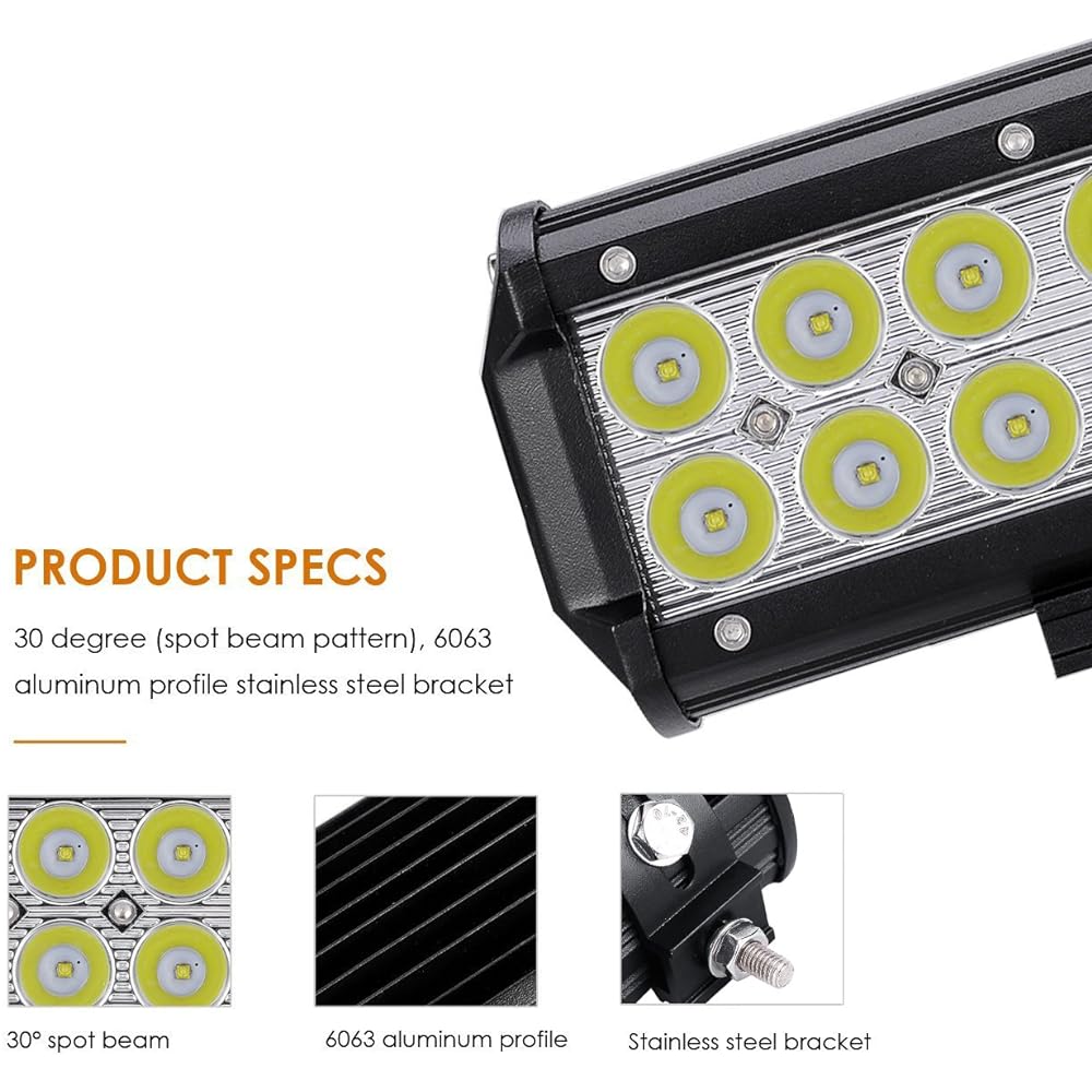 AUXBEAM 7 inch LED light bar 36W LED driving light spot LED worklight waterproof LED light track car pickup ATV jeep motorcycle boat golf cart Installed bracket