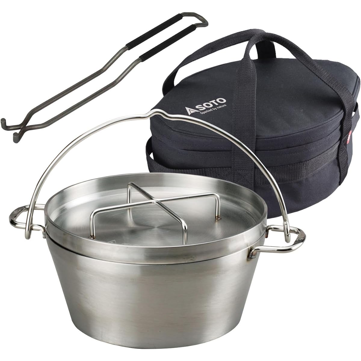 SOTO ST-910YS Stainless Steel Dutch Oven 10-Inch Set (Storage Case and Lid Lifter Included) [Special Value Set]