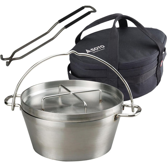 SOTO ST-910YS Stainless Steel Dutch Oven 10-Inch Set (Storage Case and Lid Lifter Included) [Special Value Set]