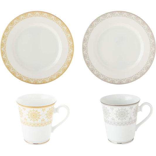 NARUMI Dinnerware Set Au&Pt 4 Piece Set Microwave Warmable Made in Japan 41377-33137