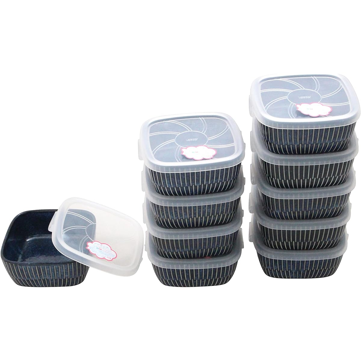 [Commercial use set] Old folk house cafe series, Colored glaze water-repellent Jukusa square pack, Sea blue, 10-piece set that enhances the ingredients and dishes