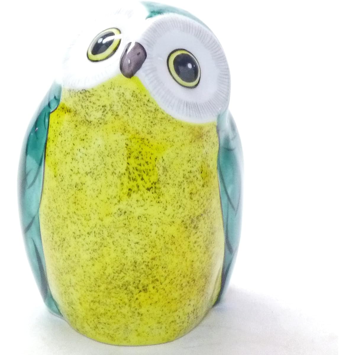 Kutani ware moon-gazing owl green color 4 dimensions endorsement