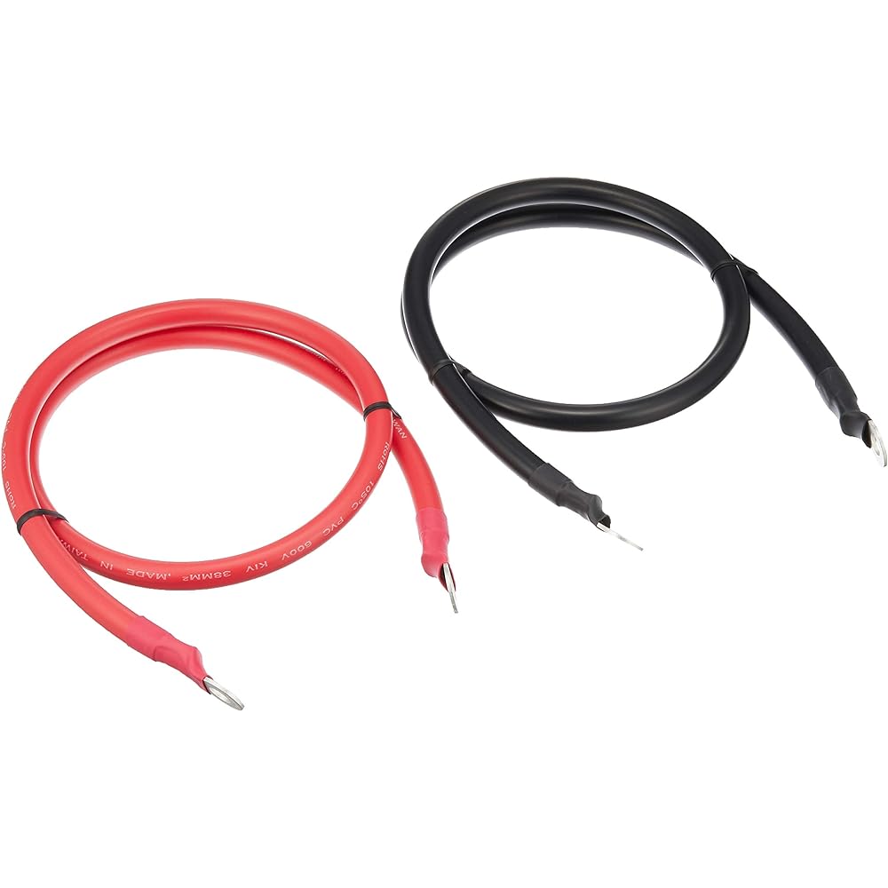ONE GAIN Parallel cable for battery expansion Vinyl insulated wire/KIV wire cable for electrical equipment 38SQ KIV (red and black 1m each) + round crimp terminal (R38-10) x 4 HEIRETSU-KIV-38SQ 38SQ-1m
