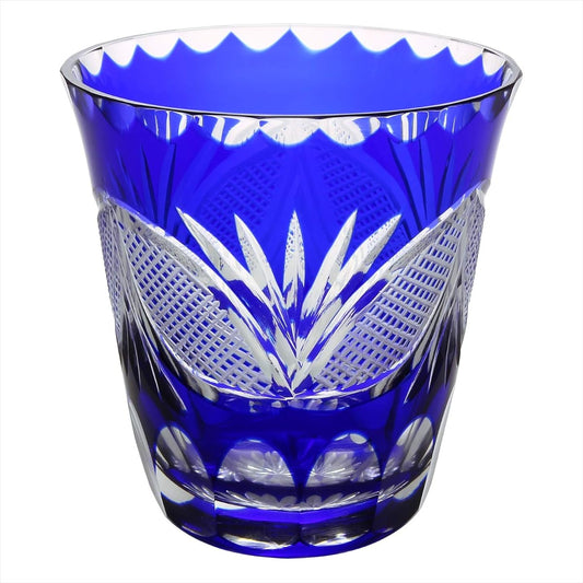 Edo Kiriko glass shochu glass tumbler (presentation box included) Boat-shaped cloisonné (indigo) Capacity approx. 290ml Made in Japan TO-10