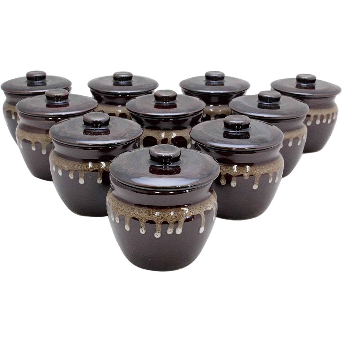 New [Commercial use set] Mino ware Japanese style cafe series Umeboshi pot (large) with lid Set of 10
