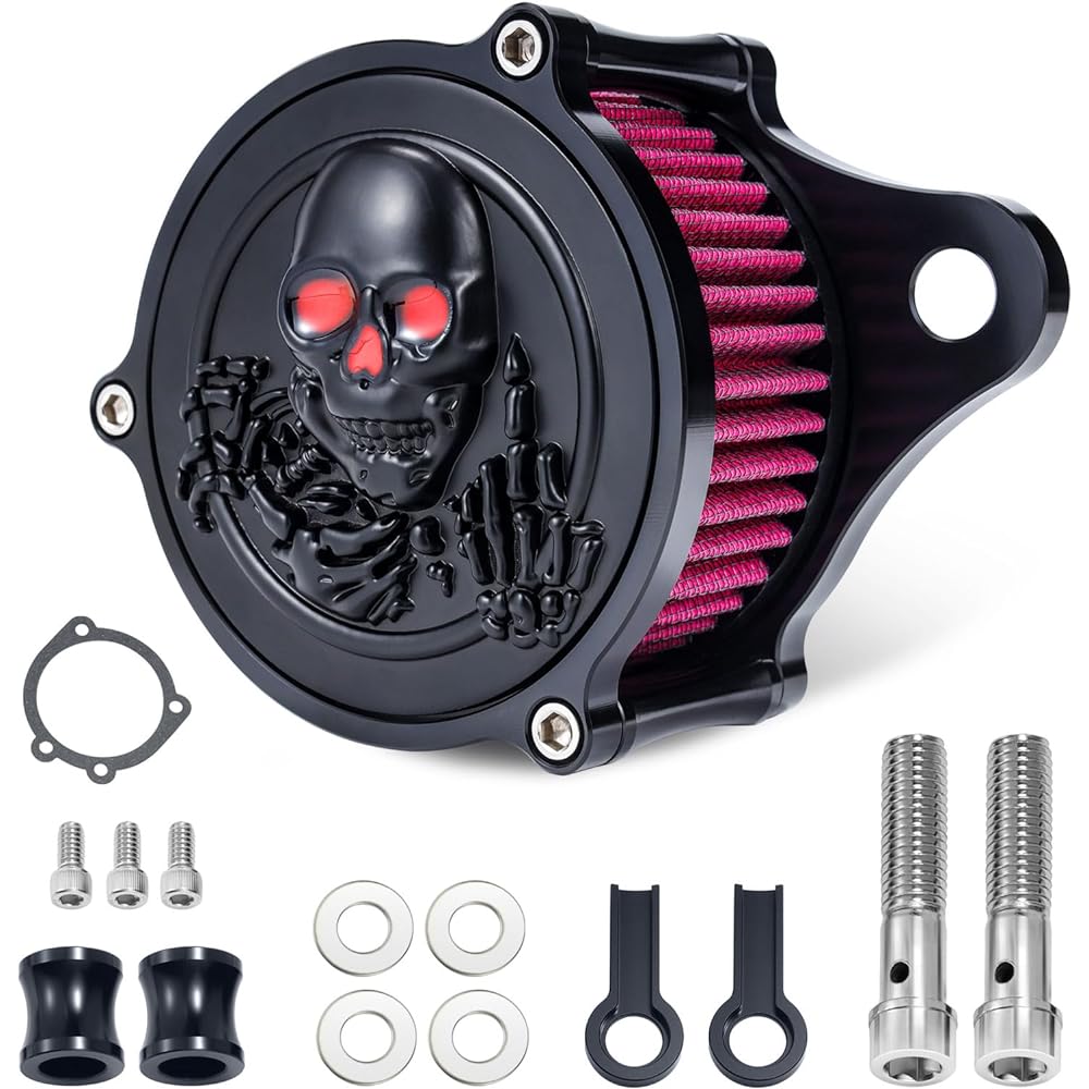 Bravema Motorcycle Air Filter Intake Kit Air Cleaner System Kit CNC Fit for Harley Sportster Iron 883 Dark Custom XL883 1998-2017