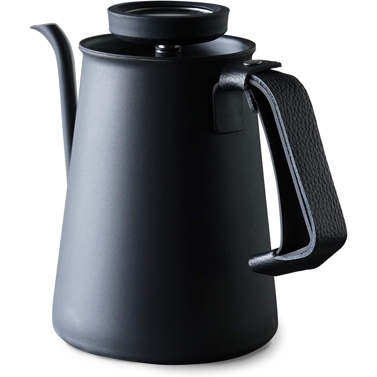 Coffee Kettle Matte Black & Leather Cover (Coffee Kettle Matte Black with dedicated leather cover) [Niigata/Tsubame-Sanjo] [Beasty Coffee] A dedicated leather cover for the kettle and kettle handle, with a focus on spout thickness and tip shape that are