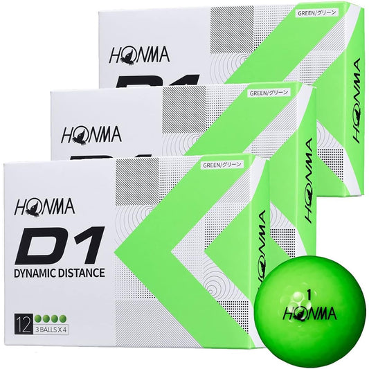 【free shipping! 3 Dozen Set] Honma Golf Balls D1 D-1 BT2201 Bulk Purchase 2 Pieces Soft Ionomer Flying Distance Golf Balls 3 Dozen 36 Balls Cost Performance Honma Golf Honma HONM/BT2201/Green