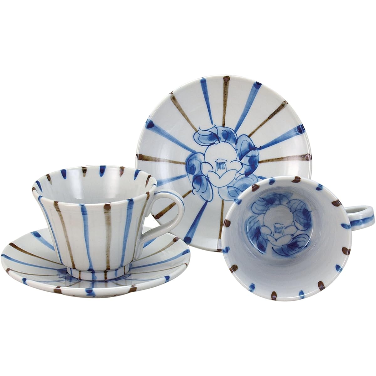 Kutani ware pair coffee Nishiki Tokusauchi camellia N52-07