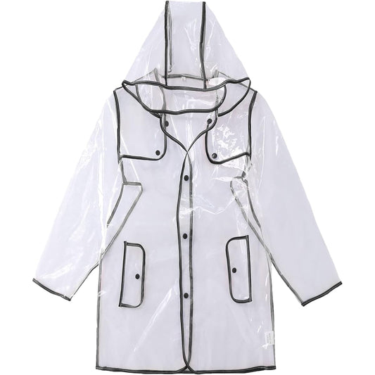 [Hiheart] Kids Raincoat, Junior Rainwear, Hooded, Transparent, Stylish, Children's Poncho, Ultra Lightweight, Includes Storage Bag, Rain Gear, Rainy Season Protection