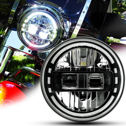 7 inch LED Headlight High/Low Beam DRL Harley Glide Series Softail Series Sports Glide Ultra Limited Street Glide Special Road Special DOT approval Black 1 piece