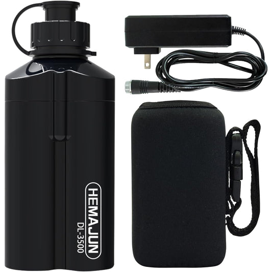 HEMAJUN Lithium-ion battery for electric reel 2-core type 3500mAh 14.8V Compatible with Daiwa/Shimano electric reel Quick charger 2.0A, special pouch included (DL3500, black)