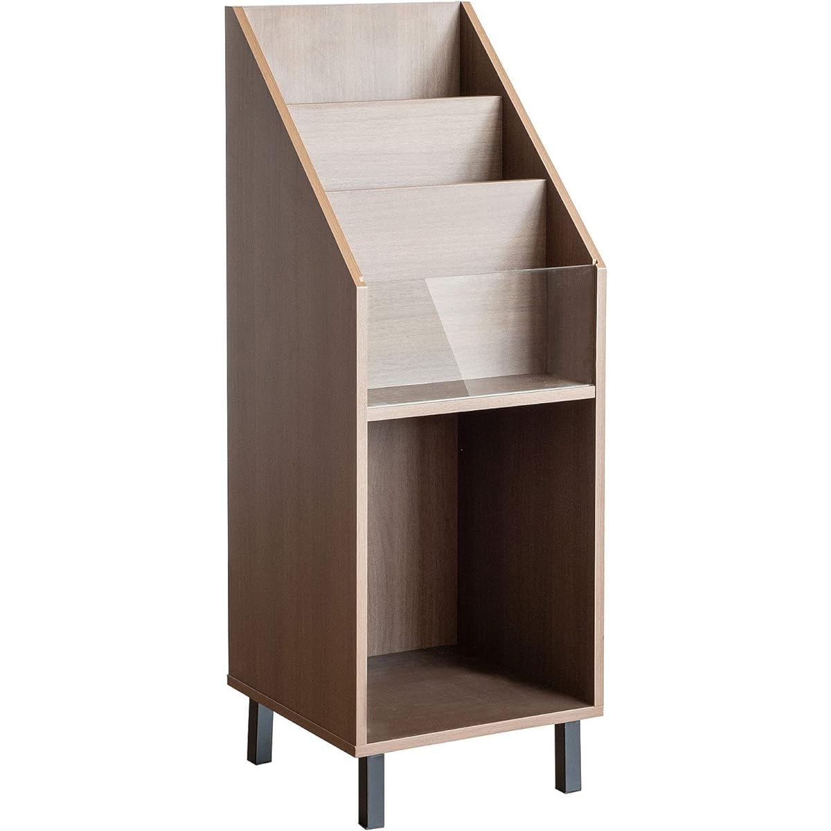 Miyatake Seisakujyo Record Rack Calmato Wood Grain Width 35.5 x Depth 35.5 x Height 100cm Display RK-1000 Brown