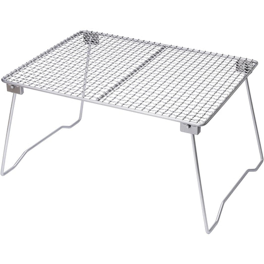 iBasingo Titanium Grill Foldable Stainless Steel Legs Compact Grill Stand Table Stand Load Capacity 6kg Barbecue Net for Outdoor Camping Cooking BBQ Travel Storage Bag Included A-Ti2024C