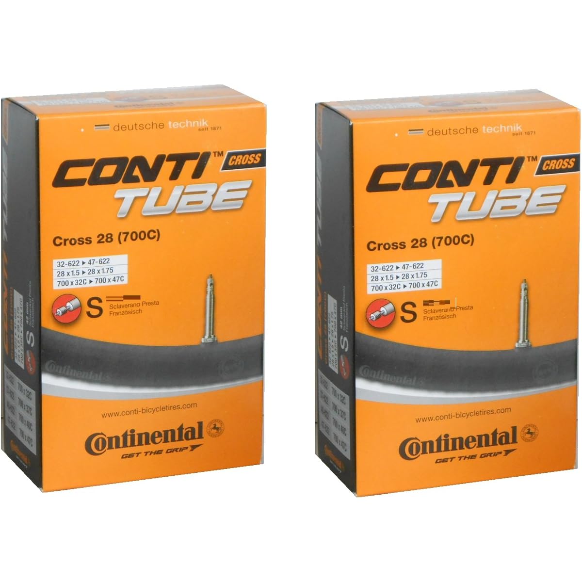 Set of 2 Continental Continental Cross 28 700×32/47c Tube Presta Valve 32-622/47-622 Cross 28 (Valve Length 42mm) [Parallel Import]