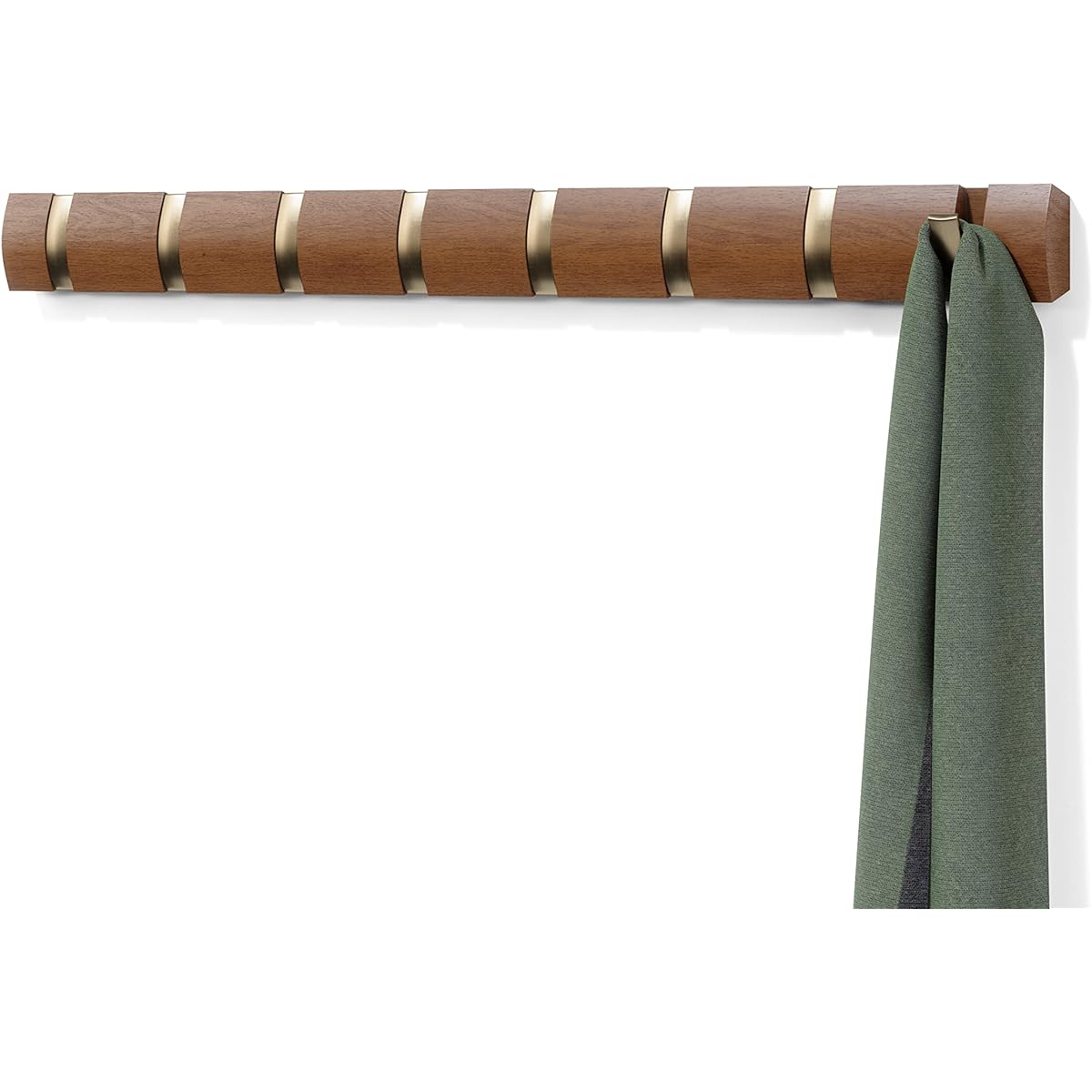 umbra FLIP HOOK Wall Hanging Hook 5 Rows Gray/Butter Wooden Hook Wall Hanging