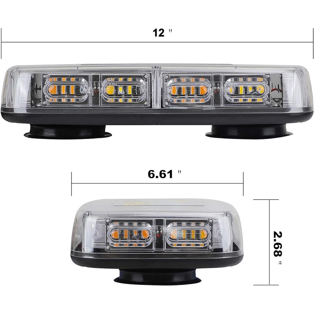 ASPL 48LED Roof Top Strebulite High Visibility Curious Emergency Safety Warning LED Mini Stroballite Bar Magnetic Base 12-24V For Snow Rover Truck Construction Vehicle (Green/White)