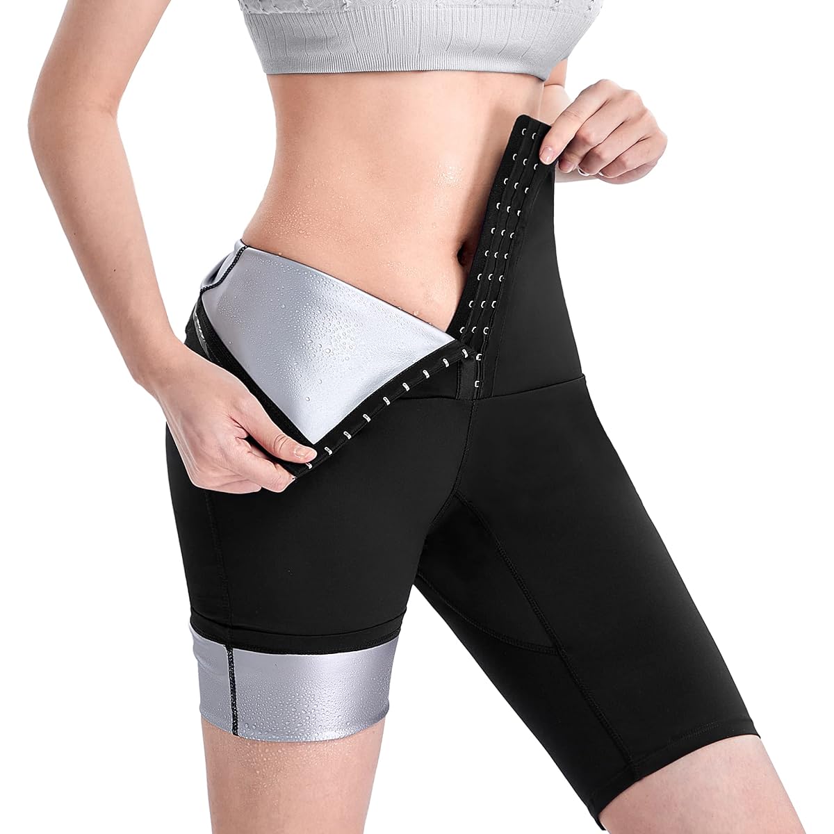 [Sawaiko] Women's Sauna Shorts, Heavy Sweating, For Training, Adjustable Hooks, Sports, Stretching, Heat Storage, Increased Heat Retention, Nano Coating, Sportswear, Exercise, Sauna Suit, Yoga Pants, Leggings, Fitness, For Underwear, Washable, Light