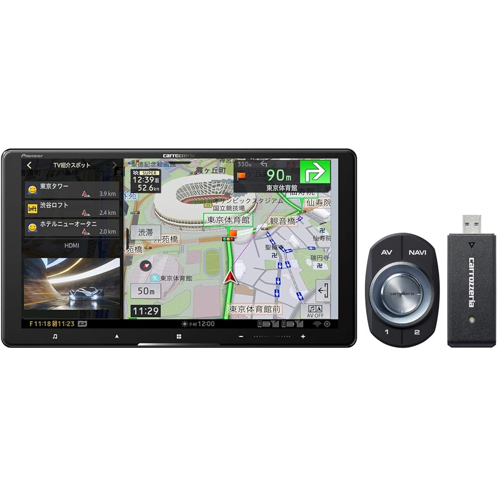 Pioneer Car Navigation AVIC-CQ911-DC 9 Inch Cyber Navigation Free Map Update Full Seg DVD CD Bluetooth SD USB High Resolution HD Quality Network Stick Set Carrozzeria
