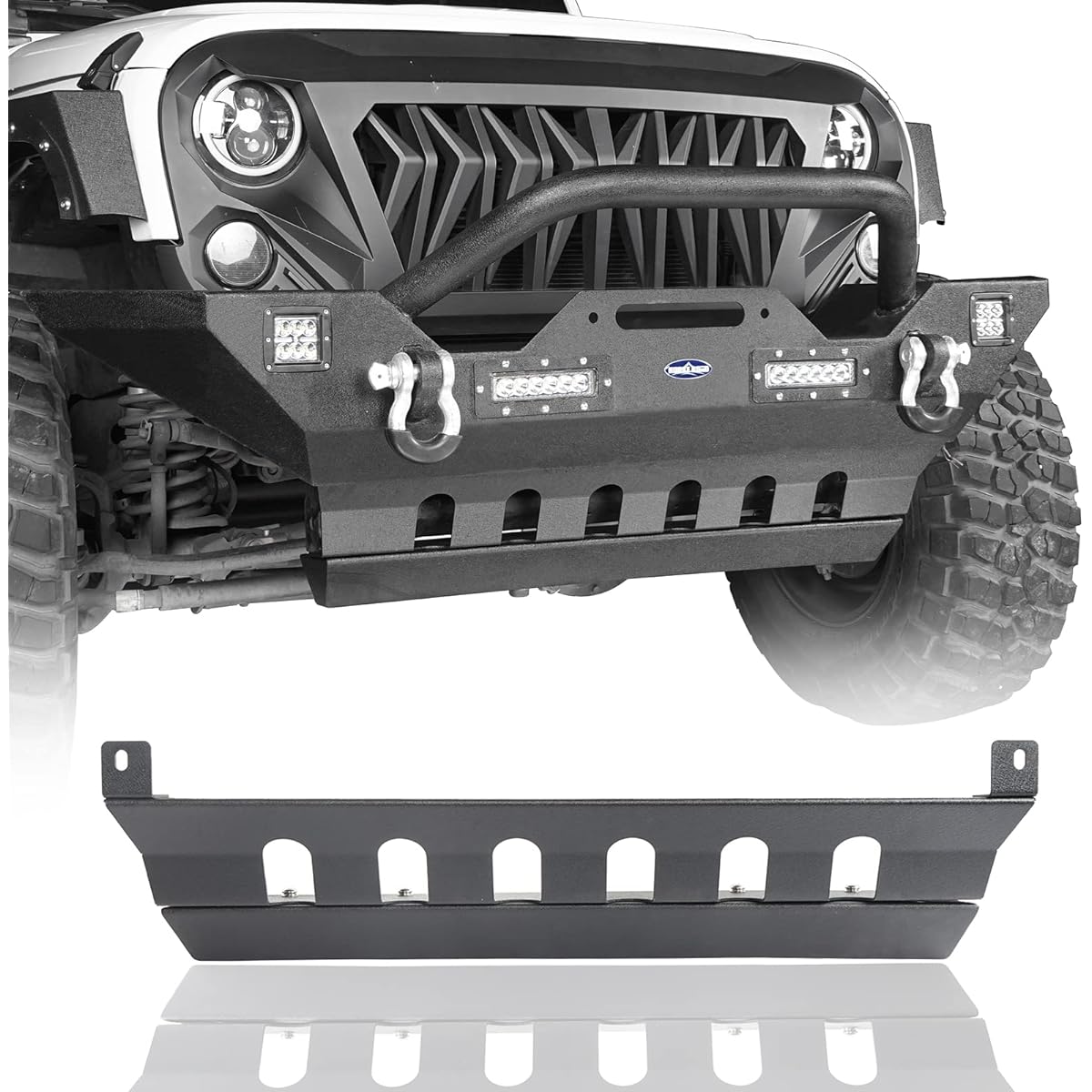 HOKE ROAD WRANGLER JK Front Skid Plate Bumper Cover Texture Black Steel Jeep Langler JK 2007-2018